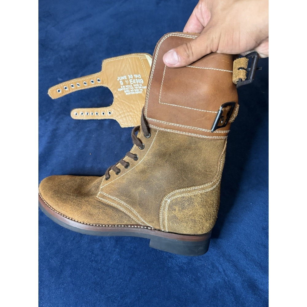 WWII US Army M-1943 Double Buckle Combat Service Boots Roughout Leather 9.5 E - Picture 7 of 11